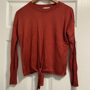Dex Tie Front Rusty Red Sweater Size Small